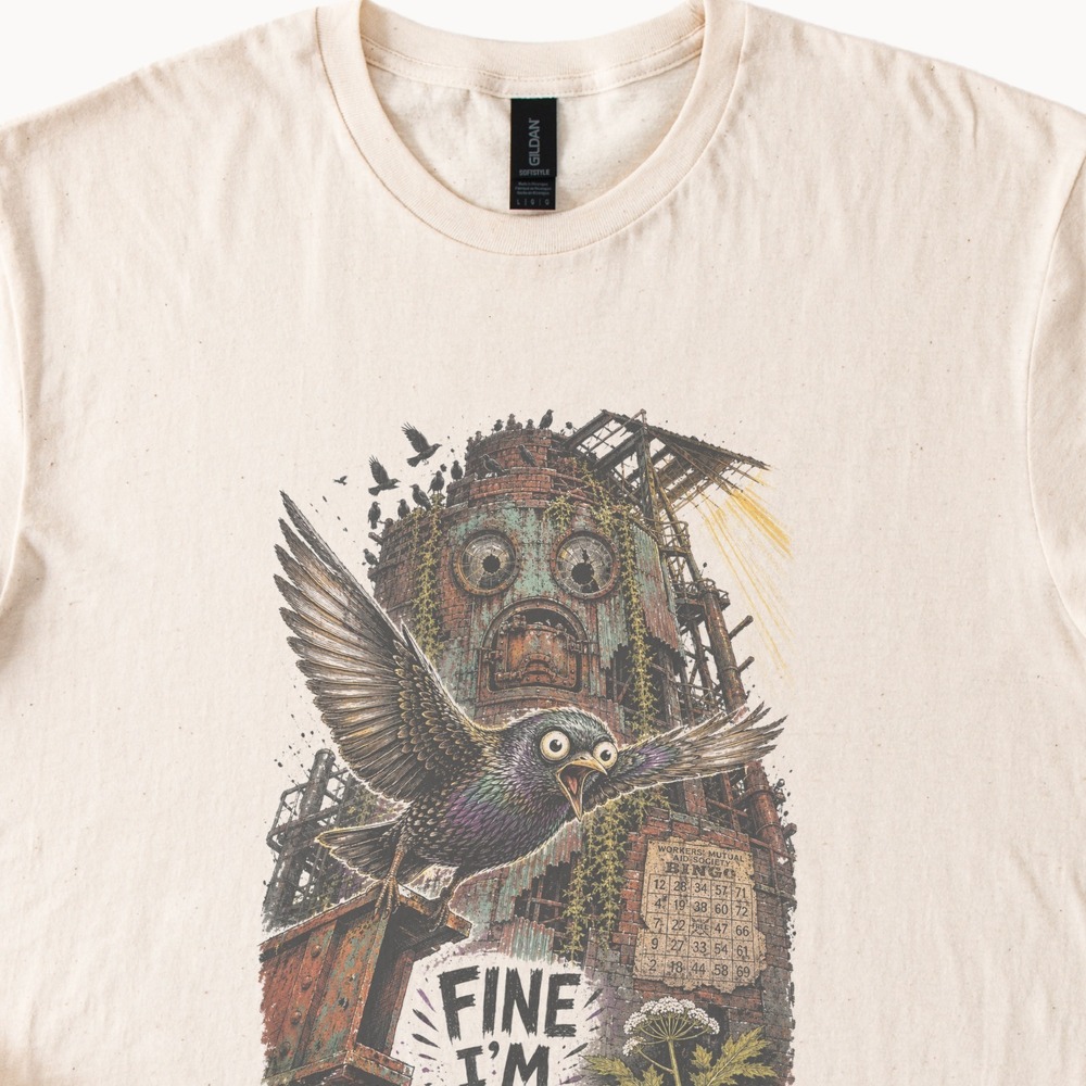 Industrial Aesthetic Bird Graphic Tee Alternative